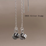 925 Sterling Silver Ball Bead Ear Line For Girl Long Earrings Chain Dangle