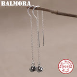 925 Sterling Silver Ball Bead Ear Line For Girl Long Earrings Chain Dangle