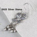 925 Sterling Silver Chinese Knot Tassel Earrings