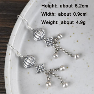 925 Sterling Silver Chinese Knot Tassel Earrings