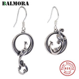 925 Silver Peacock Phoenix Earrings Vintage Dangle Drop Jewelry