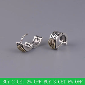 925 Sterling Silver Retro Letter Stud Earrings Gift