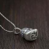 925 Sterling Silver Buddha Pendant Necklace Vintage Jewelry