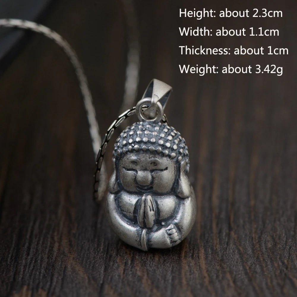 925 Sterling Silver Buddha Pendant Necklace Vintage Jewelry