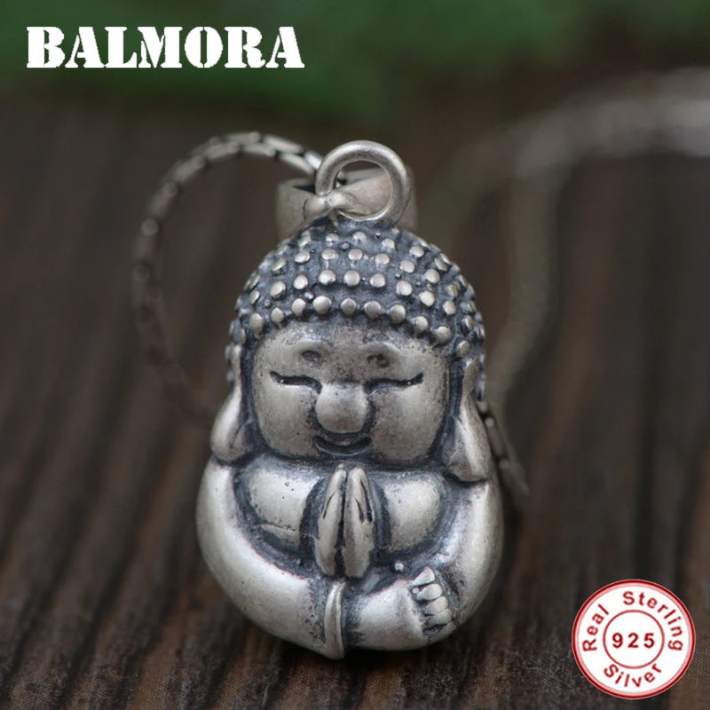 925 Sterling Silver Buddha Pendant Necklace Vintage Jewelry