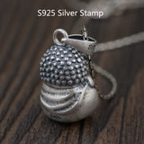 925 Sterling Silver Buddha Pendant Necklace Vintage Jewelry
