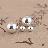 925 Silver Double Balls Stud Earrings for Women Mother Gift