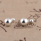 925 Silver Double Balls Stud Earrings for Women Mother Gift