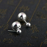 925 Silver Double Balls Stud Earrings for Women Mother Gift