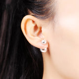 925 Silver Double Balls Stud Earrings for Women Mother Gift
