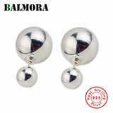925 Silver Double Balls Stud Earrings for Women Mother Gift