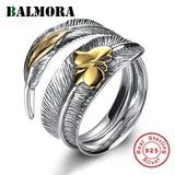 925 Silver Dragonfly Feather Leaf Retro Ring Women