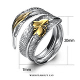925 Silver Dragonfly Feather Leaf Retro Ring Women