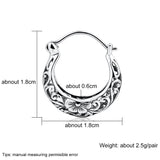 925 Silver Flower Oval Hoop Earrings for Women Ethnic Jewelry