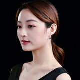 925 Silver Flower Oval Hoop Earrings for Women Ethnic Jewelry
