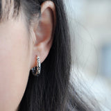925 Silver Hollow Flower Clip Dangle Earrings Retro Ethnic Jewelry