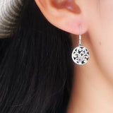 925 Silver Flower Dangle Earrings Women Wedding Ethnic Jewelry