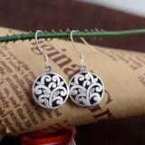 925 Silver Flower Dangle Earrings Women Wedding Ethnic Jewelry