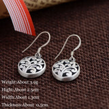 925 Silver Flower Dangle Earrings Women Wedding Ethnic Jewelry