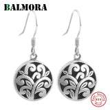 925 Silver Flower Dangle Earrings Women Wedding Ethnic Jewelry