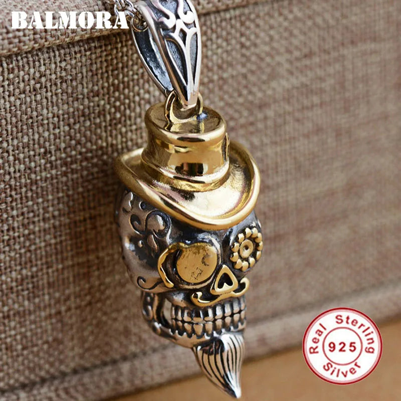 925 Sterling Silver Skull Charm Pendant for Necklace