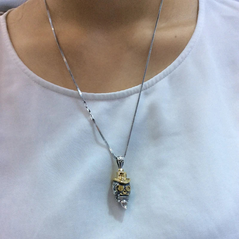 925 Sterling Silver Skull Charm Pendant for Necklace