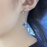 925 Silver Retro Flower Dangle Drop Earrings for Women