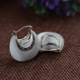 925 Sterling Silver Moon Opal Stud Earrings for Women Lady Gift