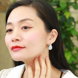 925 Sterling Silver Moon Opal Stud Earrings for Women Lady Gift