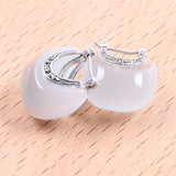 925 Sterling Silver Moon Opal Stud Earrings for Women Lady Gift