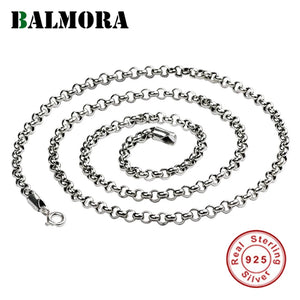 925 Silver Retro Chains Necklace 18-32 inch Punk Jewelry