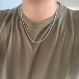925 Silver Twist Chains Necklace Couple Retro Jewelry
