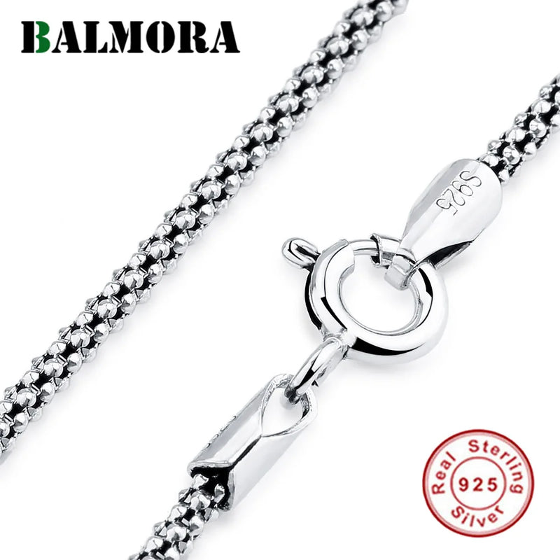 925 Silver Valley Chain Choker Necklace for Couple Pendant Retro Jewelry