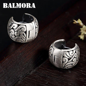 Vintage Ethnic Stud Earrings 990 Pure Silver Hollow Clouds Women Gift