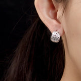 Vintage Ethnic Stud Earrings 990 Pure Silver Hollow Clouds Women Gift