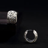 Vintage Ethnic Stud Earrings 990 Pure Silver Hollow Clouds Women Gift