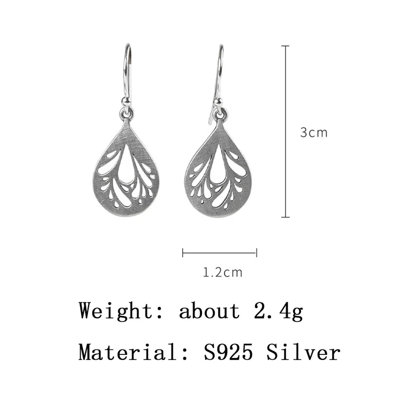 S925 Silver Abstract Earrings for Women, Drop Shape Dangler