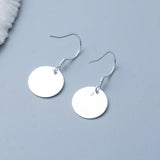 S925 Silver Large Disc Drop Earrings Geometric Bohemian Dangler