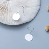 S925 Silver Large Disc Drop Earrings Geometric Bohemian Dangler
