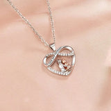 S925 Silver Infinity Heart Pendant Necklace for Women