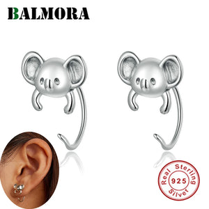S925 Silver Koala Stud Earring Minimalist Women Animal Dangler Jewelry