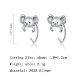 S925 Silver Koala Stud Earring Minimalist Women Animal Dangler Jewelry