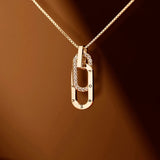 S925 Silver Interlocking Pendant Necklace Zircon Geometric Chain