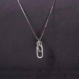 S925 Silver Interlocking Pendant Necklace Zircon Geometric Chain