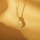 S925 Silver Interlocking Pendant Necklace Zircon Geometric Chain