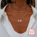 S925 Tiny Knot Pendant Necklace Zircon Long Chain Jewelry