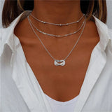 S925 Tiny Knot Pendant Necklace Zircon Long Chain Jewelry