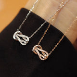 S925 Tiny Knot Pendant Necklace Zircon Long Chain Jewelry