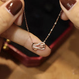 S925 Tiny Knot Pendant Necklace Zircon Long Chain Jewelry