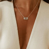 S925 Tiny Knot Pendant Necklace Zircon Long Chain Jewelry